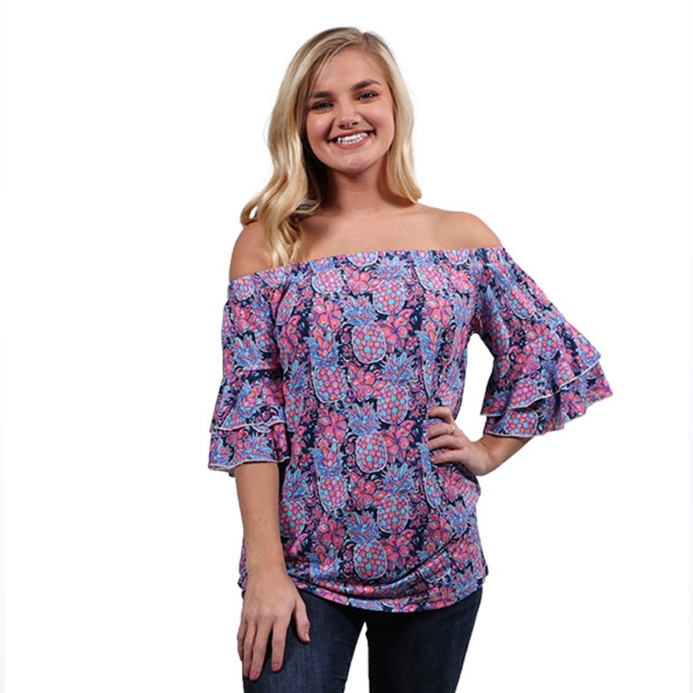 Simply Southern Pineapple Summer Top XL